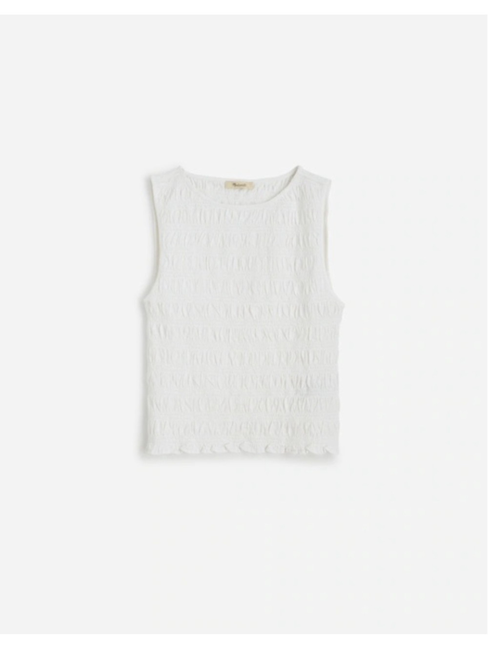 NWT Madewell Smocked Boatneck Tank in white size medium retails $58